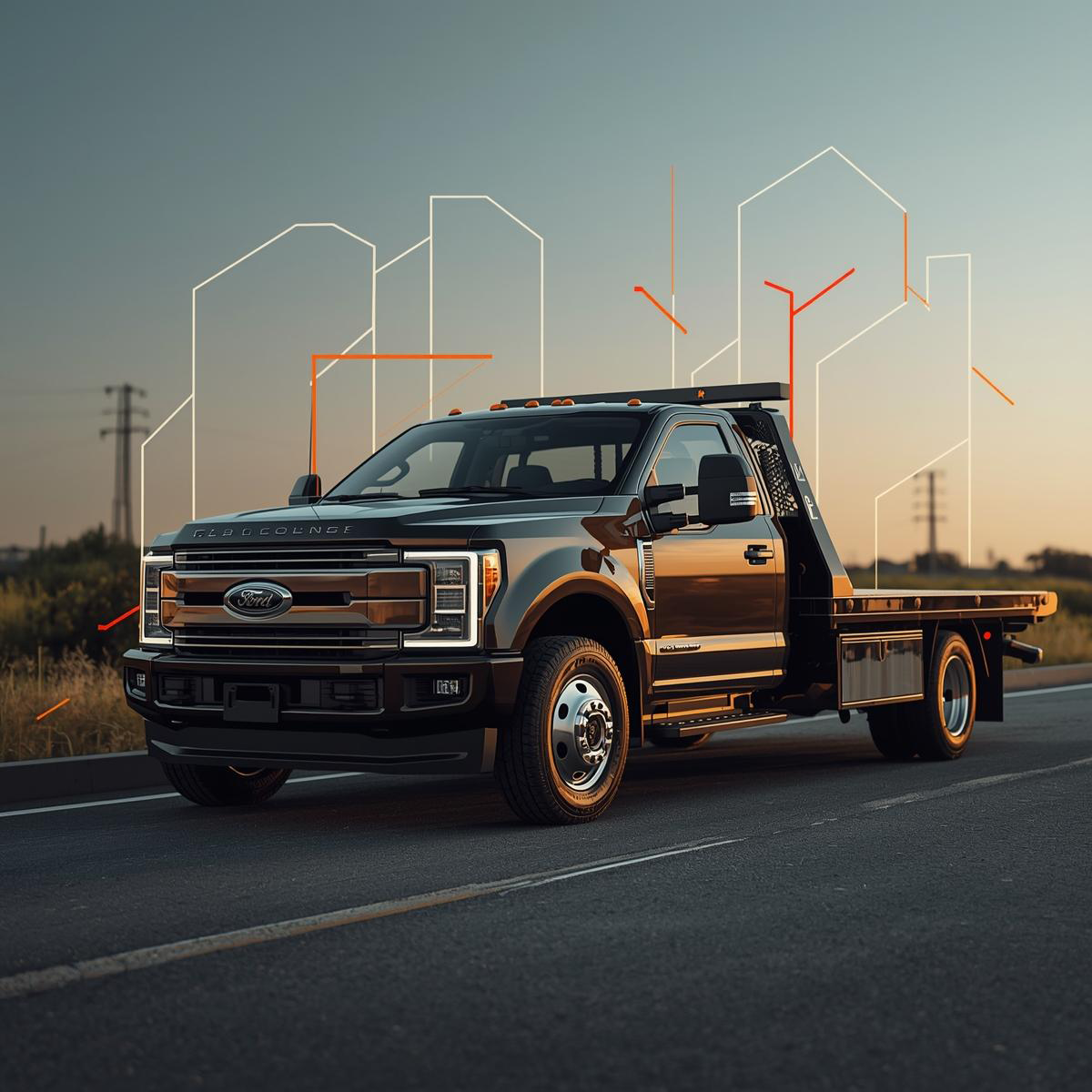 a 2022 black ford tow truck