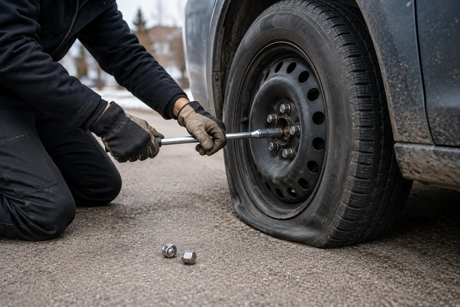 Removing lug nuts flat tire Calgary